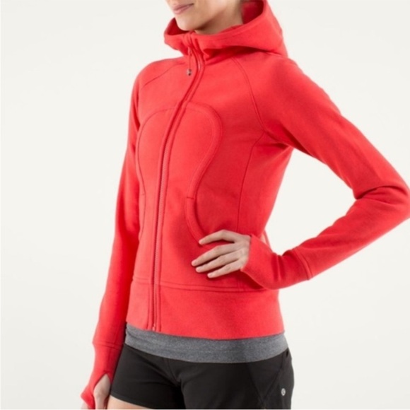 LULULEMON Full Zip Scuba Hoodie Bright Coral Size 4 - Picture 2 of 9